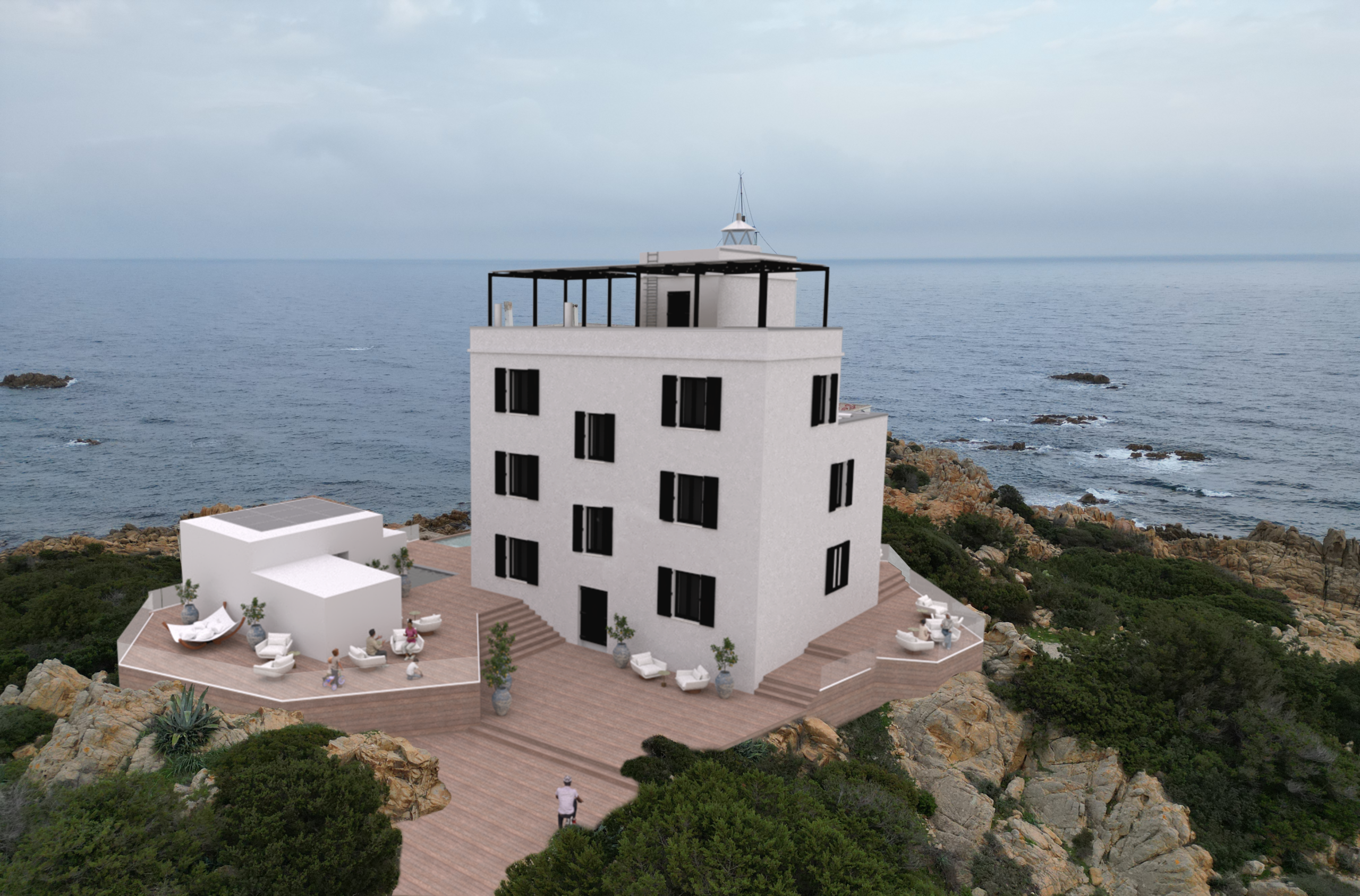 Progetto del Faro di Capo Comino affacciato sul mare